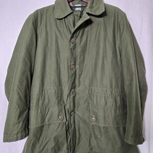 Vintage European NATO Army Green Heavy Coat Lined‎ Removable Pile Fleece C48